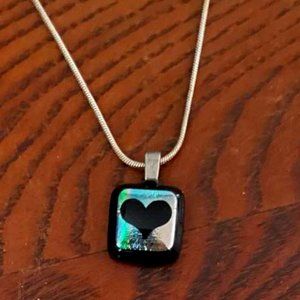 Pendant Necklace: Dichroic Glass Mini Heart